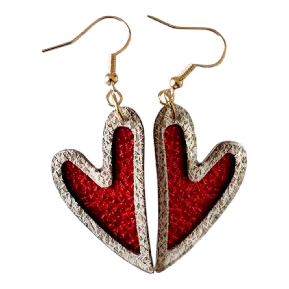 HEART Earrings Red Beige.
